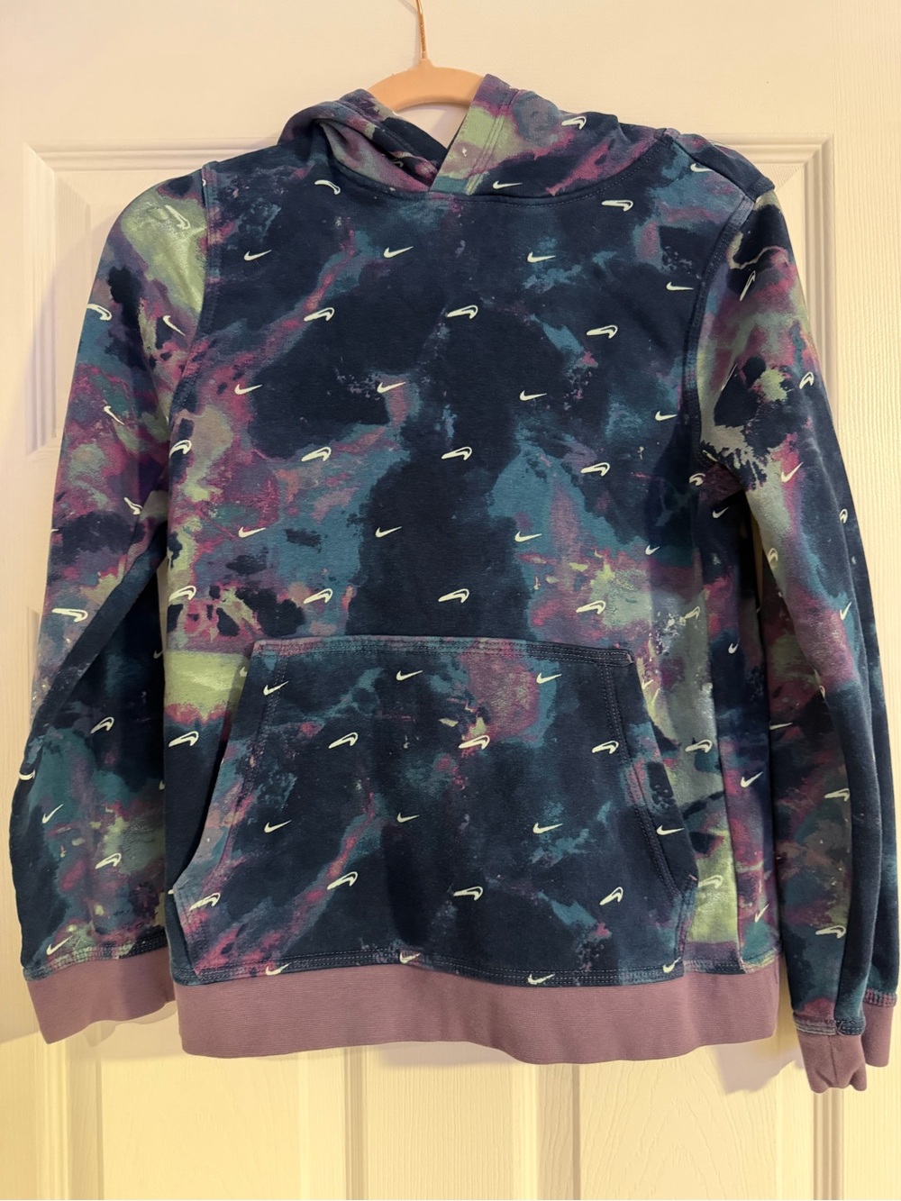 Nike Kids Multicolor Tie-Dye Crewneck Hoodie - Blue, Purple, Green